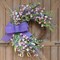 18 Inch Summer Forsythia & Lavender Wildflower Wreath for Front Door – Rustic Farmhouse Artificial Flower Wreath with Burlap Bow for Indoor and Outdoor Home Decor